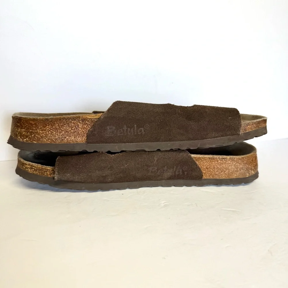 Birkenstock Betula Arizona Suede Brown Slip On Slide Sandals Unisex W: 11 M: 9